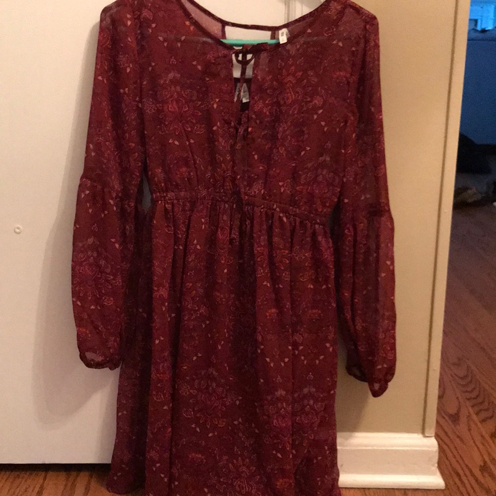 Maroon print dress from MUDD, size medium